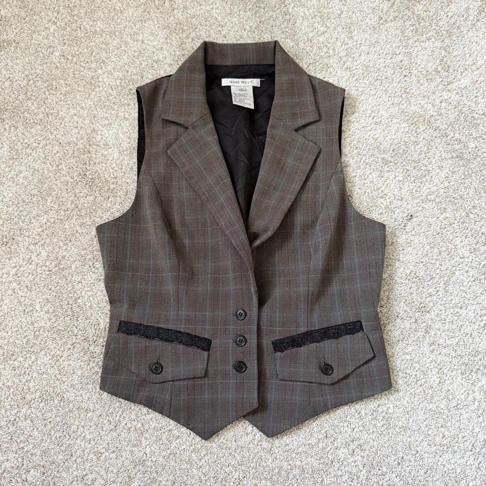 Vintage Plaid Office Siren Vest — Size 2